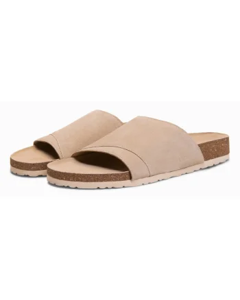 Slapi barbati din piele intoarsa, cu talpa din pluta, confortabili si usor de purtat OM-FOSF-0247, Bej