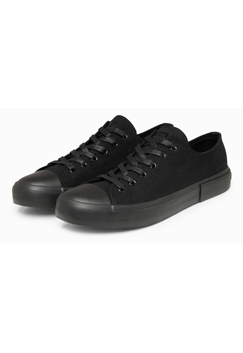 Tenisi barbati din bumbac cu sireturi design modern OM-FOTL-0189, Negru