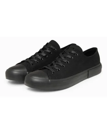 Tenisi barbati din bumbac cu sireturi design modern OM-FOTL-0189, Negru