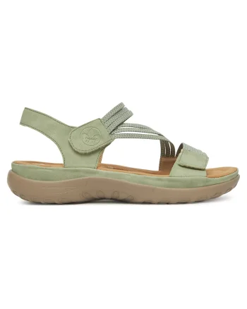 Sandale dama  verde, textil, sistem inchidere Velcro, Verde