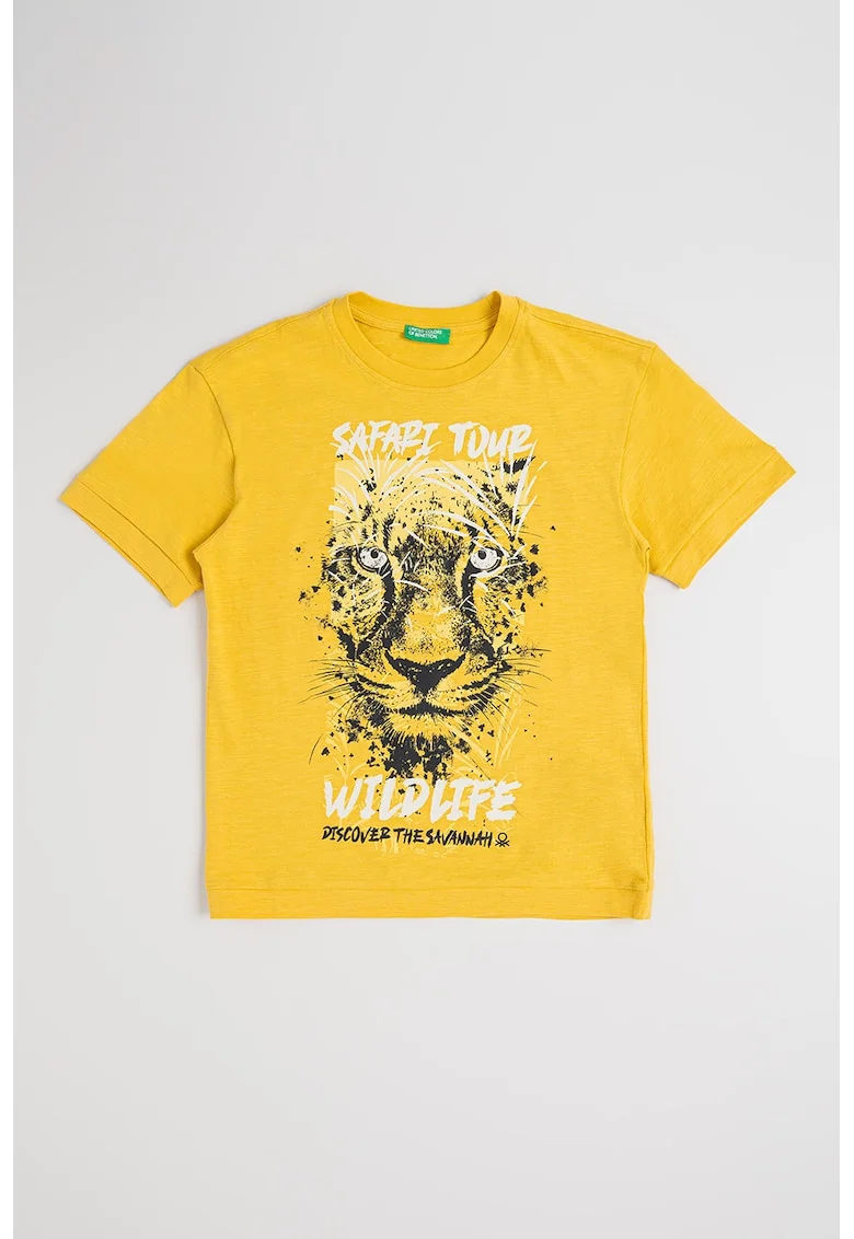 Tricou din bumbac cu imprimeu grafic, Negru/Galben