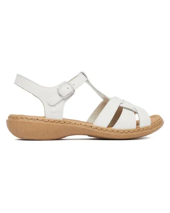 Sandale dama  piele naturala, alb, catarama, confortabile, Alb