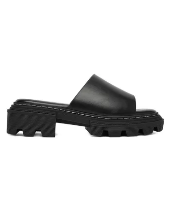 Papuci  piele ecologică, Negru