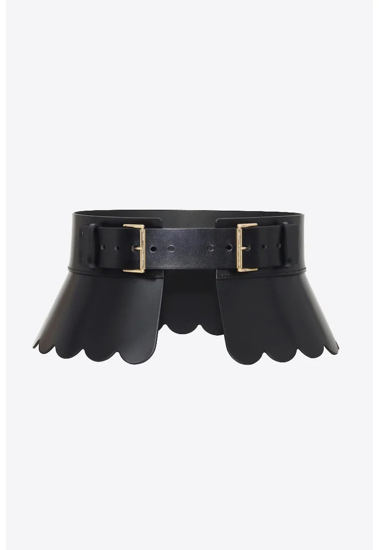 Curea Corset Scalloped Peplum, Negru