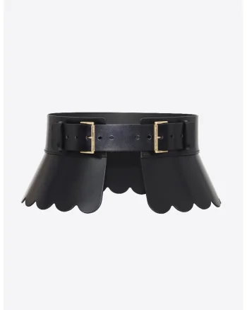 Curea Corset Scalloped Peplum, Negru