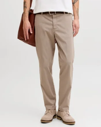 Pantaloni chino, barbati, Jpstollie Vance, Regular Fit, cu talie medie, Crem, L32