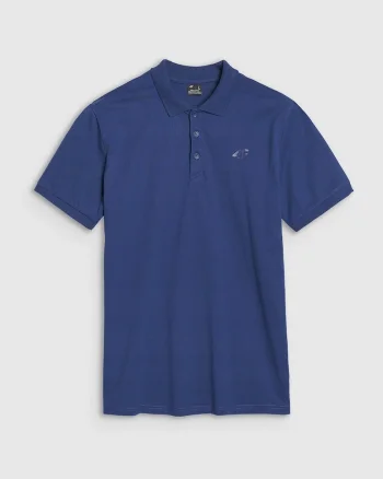 Tricou polo barbati  bumbac, albastru marin, croiala normala, guler clasic cu 3 nasturi