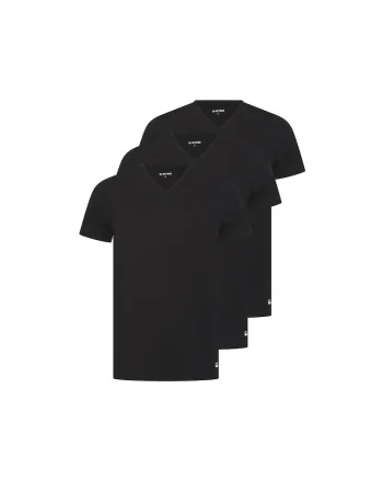 Set de tricouri uni cu decolteu in V Spruce - 3 piese, Negru