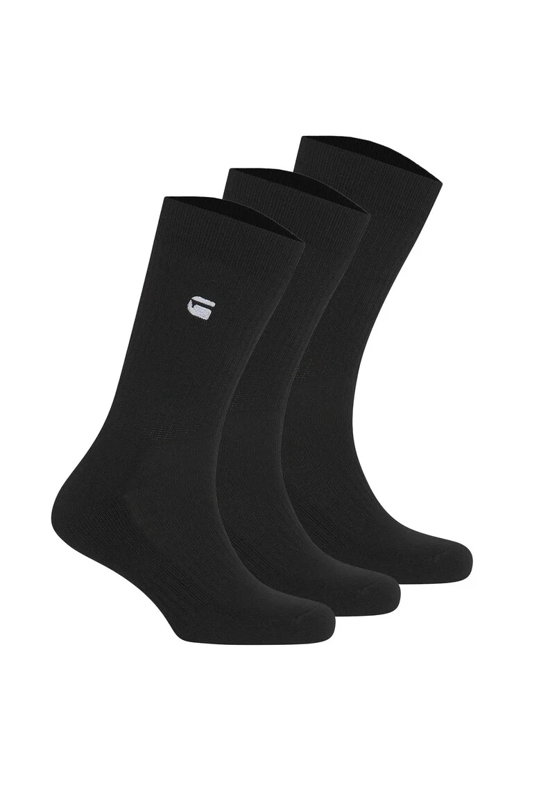 Set de sosete lungi cu logo brodat - 3 perechi, Albastru inchis
