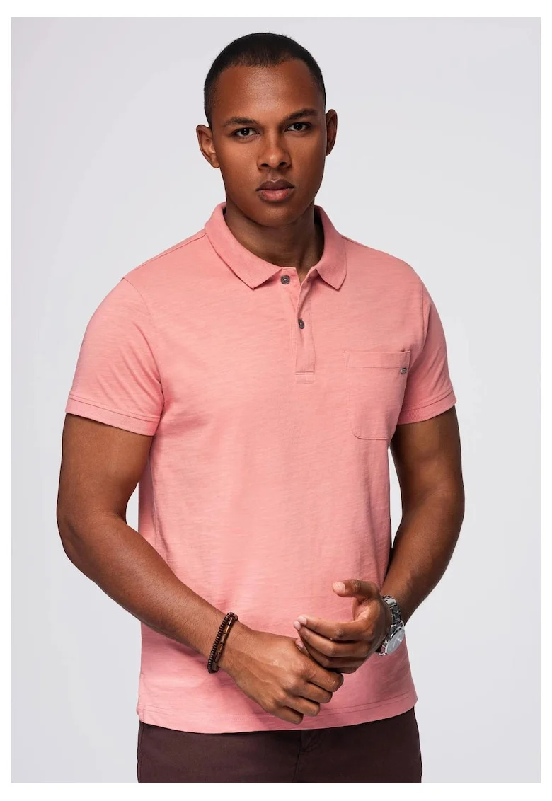 Tricou polo clasic din tricot de bumbac  OM-POWS-0142, Roz