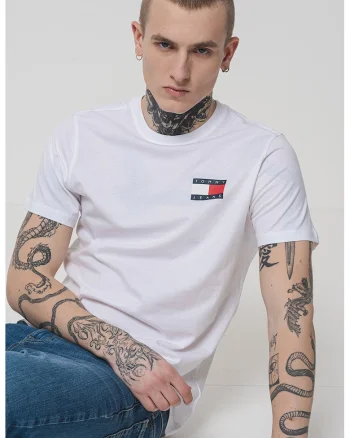 Tricou de bumbac cu logo, Alb