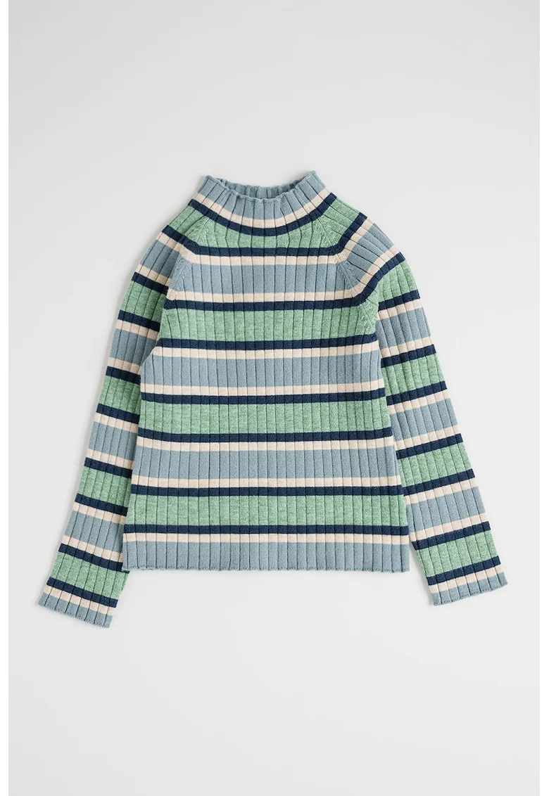 Bluza striata cu dungi, Albastru prafuit/Verde pal/Bej deschis