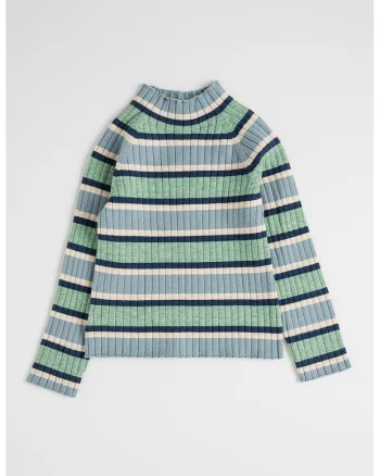 Bluza striata cu dungi, Albastru prafuit/Verde pal/Bej deschis