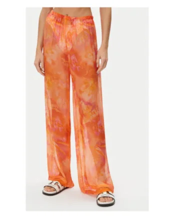 Pantaloni de plaja din amestec de matase, Portocaliu