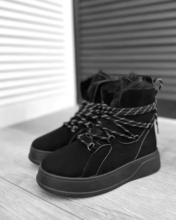 Ghete dama imblanite negre H131  T6-2