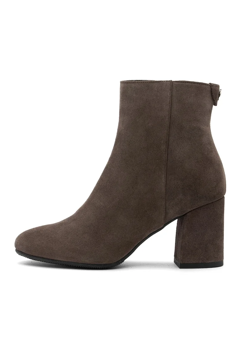 Botine uni cu toc masiv, Maro