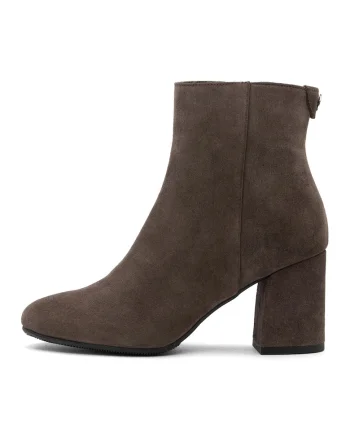 Botine uni cu toc masiv, Maro