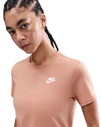 Tricou cu decolteu la baza gatului Sportswear Club Essentials, Roz somon