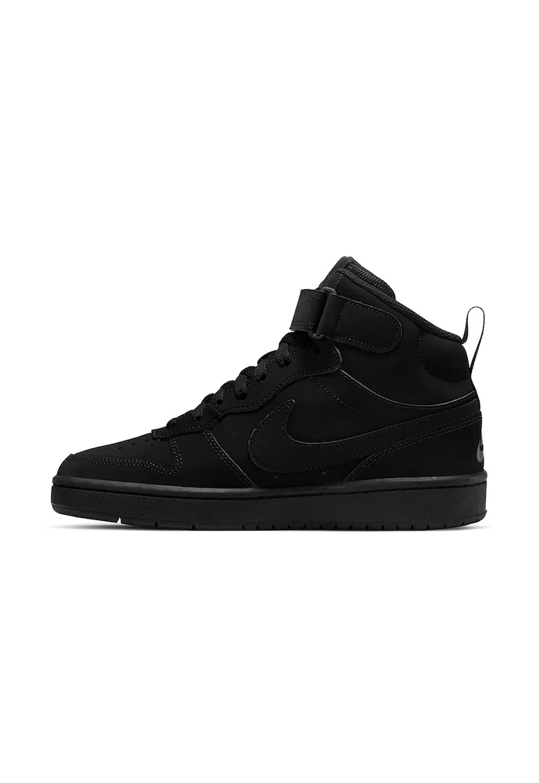 Pantofi sport din piele cu velcro Court Borough, Negru
