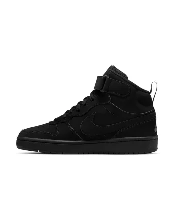 Pantofi sport din piele cu velcro Court Borough, Negru