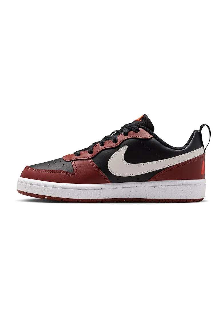 Pantofi sport din piele ecologica Court Borough, Alb/Visiniu/Negru