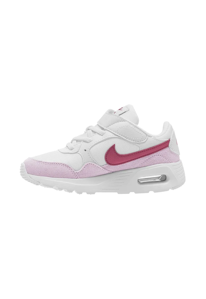 Pantofi sport cu piele si velcro Air Max SC, Alb/Roz zmeuriu/Roz pastel