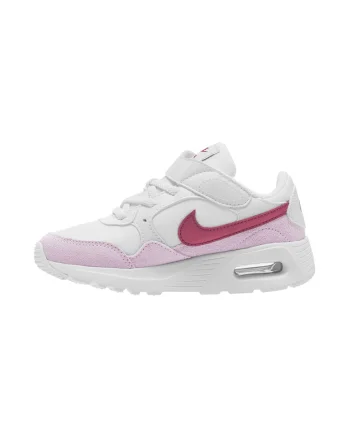 Pantofi sport cu piele si velcro Air Max SC, Alb/Roz zmeuriu/Roz pastel