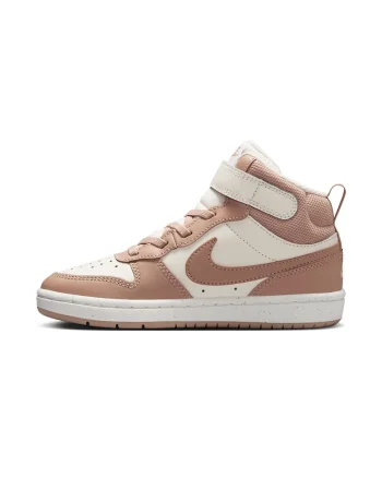 Pantofi sport mid-high cu insertii din piele Court Borough 2, Alb fildes/Maro deschis