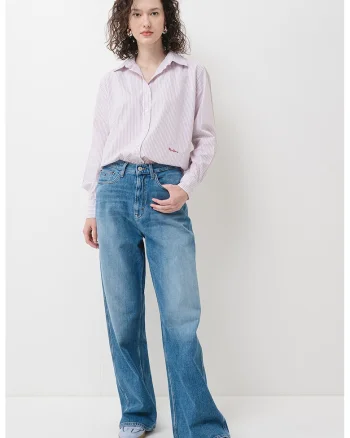 Camasa regular fit in dungi, Rosu/Alb