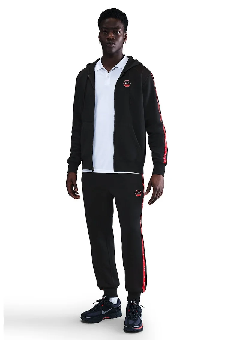 Pantaloni de trening conici cu talie medie, Rosu/Negru