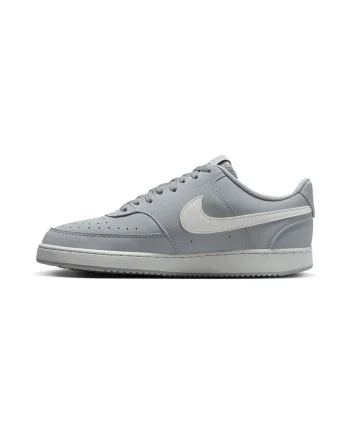 Pantofi sport din piele si piele ecologica Court Vision, Alb/Gri