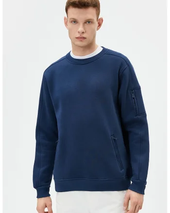 Bluza de trening cu buzunare cu fermoar