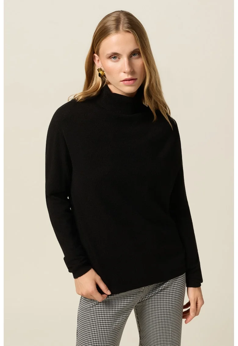 Pulover uni cu guler inalt, Negru
