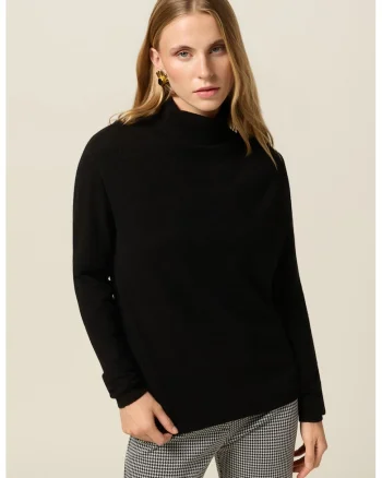 Pulover uni cu guler inalt, Negru