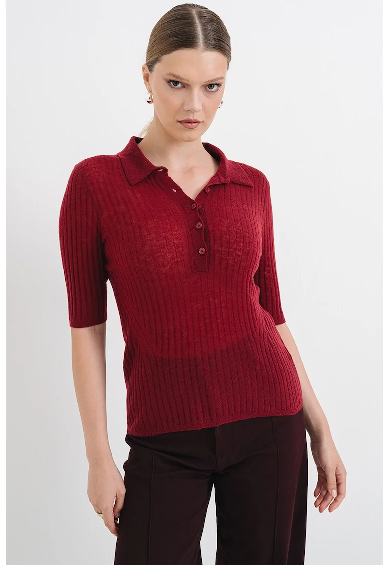 Pulover polo din amestec de lana virgina Fugano, Violet tyrian