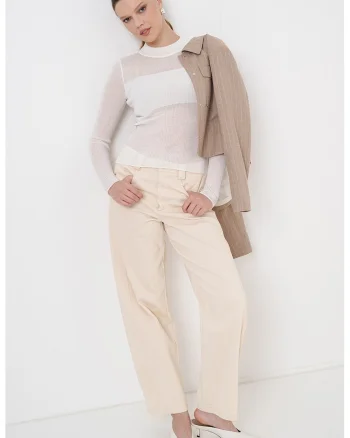 Pulover slim fit Slumy, Alb murdar