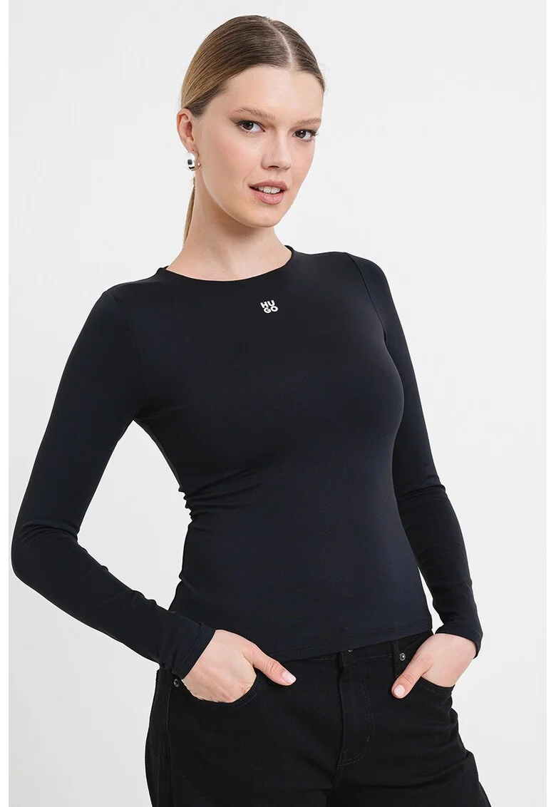 Bluza slim fit Dasia, Negru