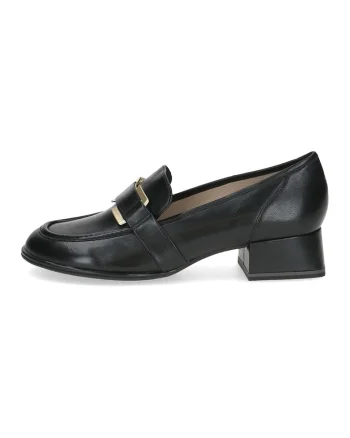 Pantofi loafer din piele cu toc bloc, Negru