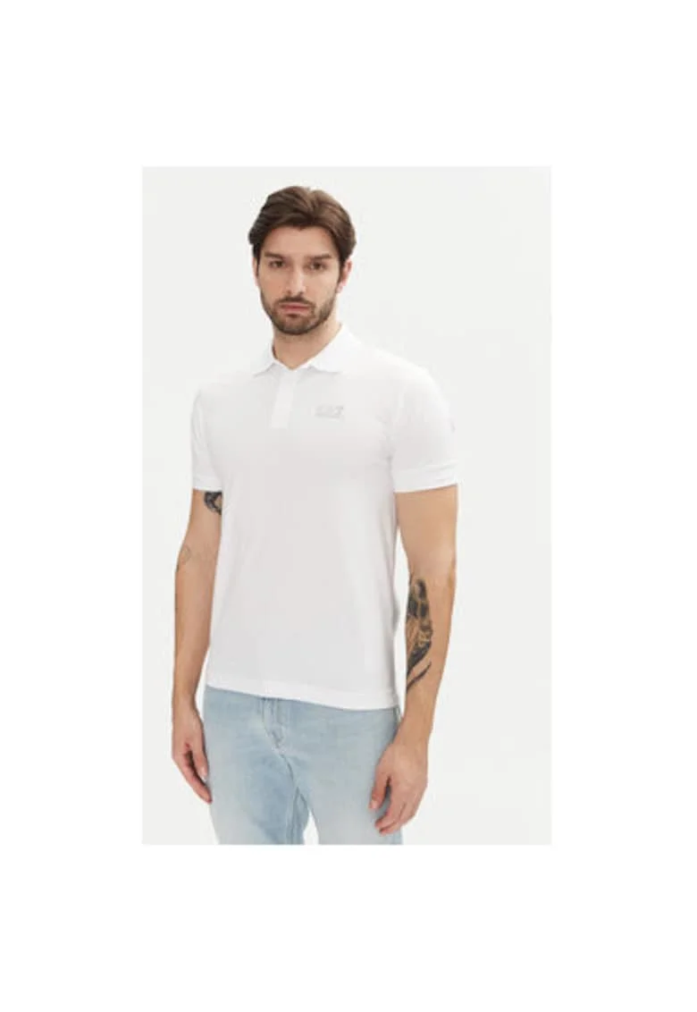 Tricou polo barbati  Emporio Armani, 8NPF14 PJVQZ, Bumbac, Alb, Alb