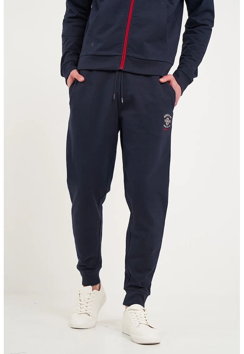 Pantaloni conici de trening cu snur, Rosu/Bleumarin