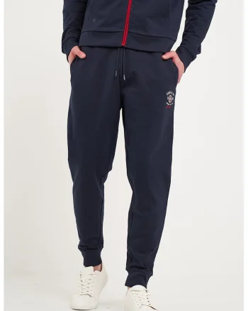 Pantaloni conici de trening cu snur, Rosu/Bleumarin