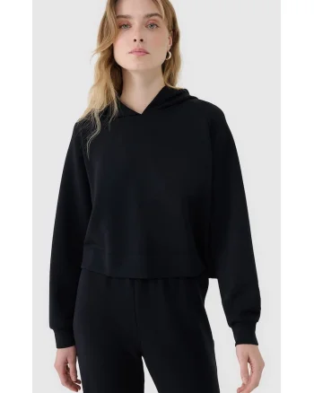 Hanorac dama  negru, modal, fara gluga, croiala normala