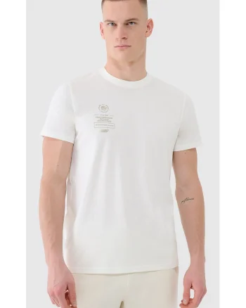 Tricou Barbati  Sportstyle, 100% Bumbac, Crem, Marimi S-3XL, Imprimeu Athletic, SS25