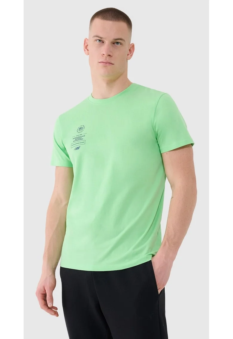 Tricou Barbati  SportStyle Verde Bumbac 100% Marimi S-3XL, Imprimeu Atletism All-Around, Regular Fit