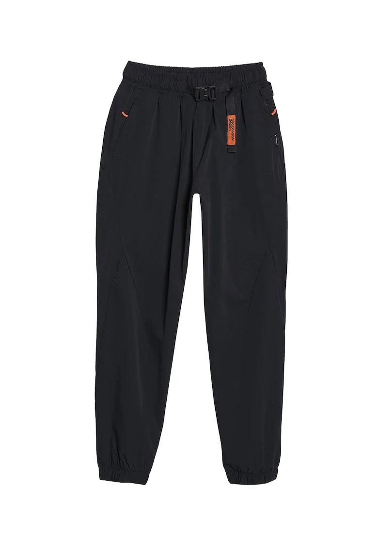 Pantaloni dama  casual, negri, material sintetic, talie elastica