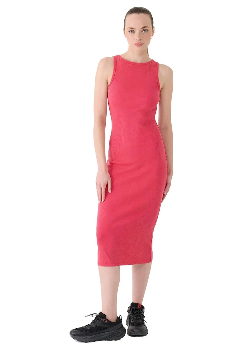 Rochie tricotata  pentru femei, roz, elastica, bumbac