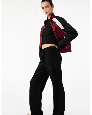 Pantaloni de trening drepti cu snur, Negru