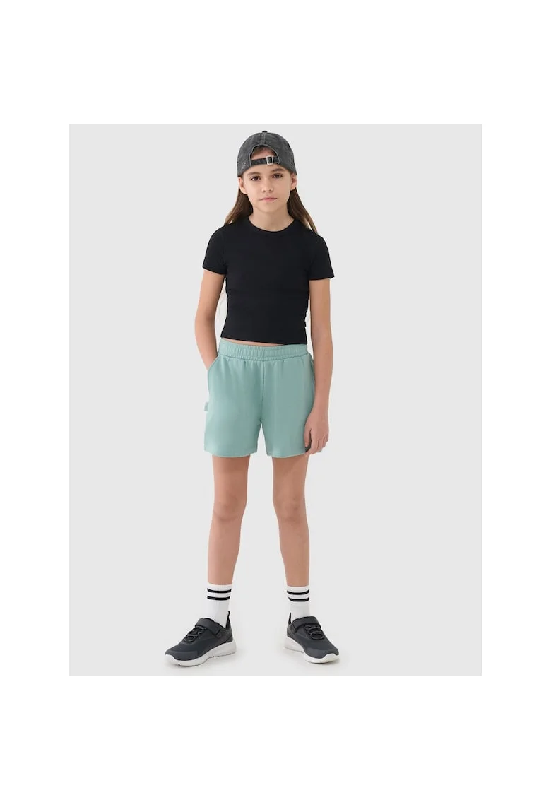 Pantaloni scurti copii,  supradimensionati, fara captuseala, turcoaz, bumbac