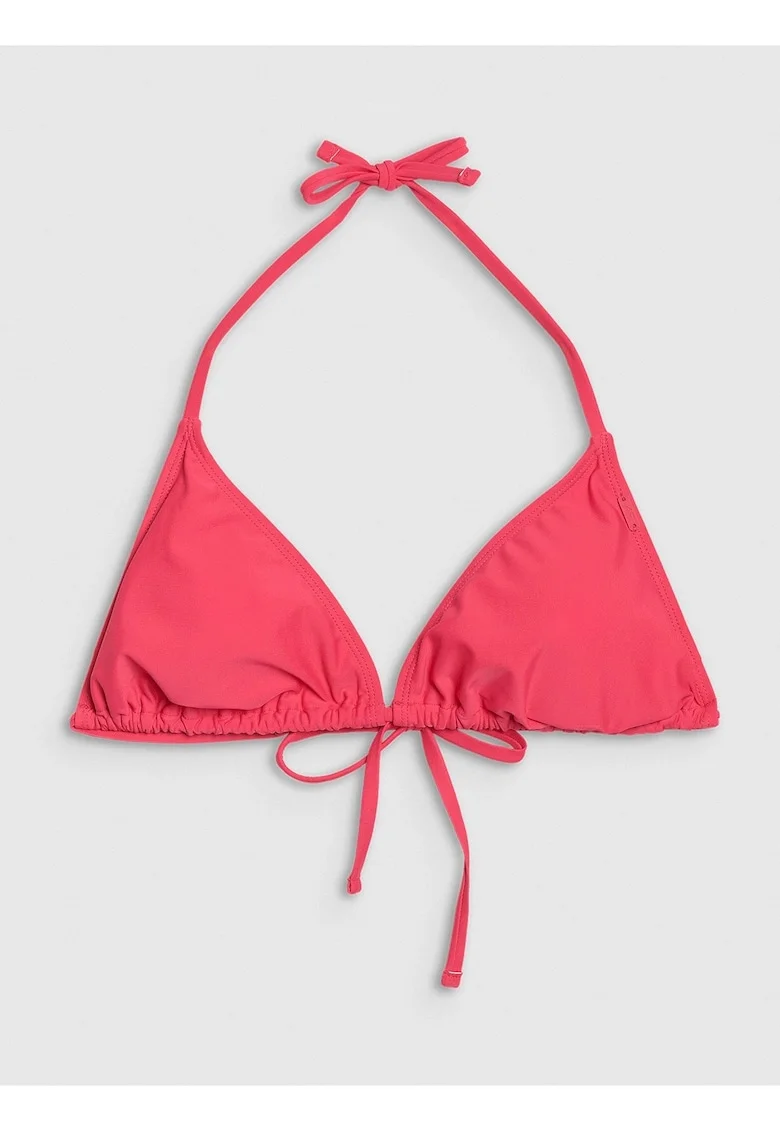 Top bikini  roz, elastic, cupe triunghiulare, sintetic