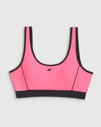 Top bikini  roz, material elastic, cupe detasabile, sintetic